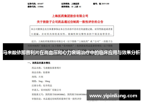 马来酸依那普利片在高血压和心力衰竭治疗中的临床应用与效果分析